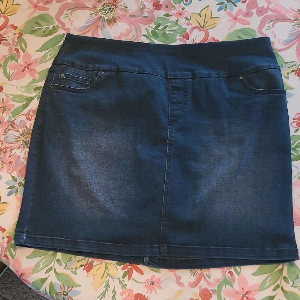 S.C.& CO Dark Blue Denim Pencil Skort